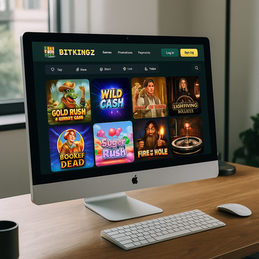 BitKingz Casino Desktop Design - Clean Navigation and Gaming Interface